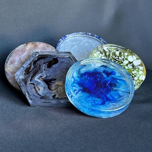 Handmade Epoxy Resin Coasters: Swirl Art, Metallic Accents