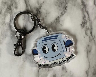 Llavero de la pequeña bomba de baño Valiente: Charm acrílico nostálgico de los años 80/90