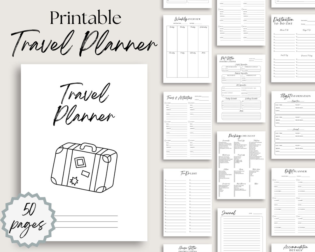Travel Itinerary Planner Printable Minimalistic Travel Planner ...