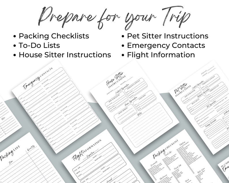 Travel Itinerary Planner Printable Minimalistic Travel Planner