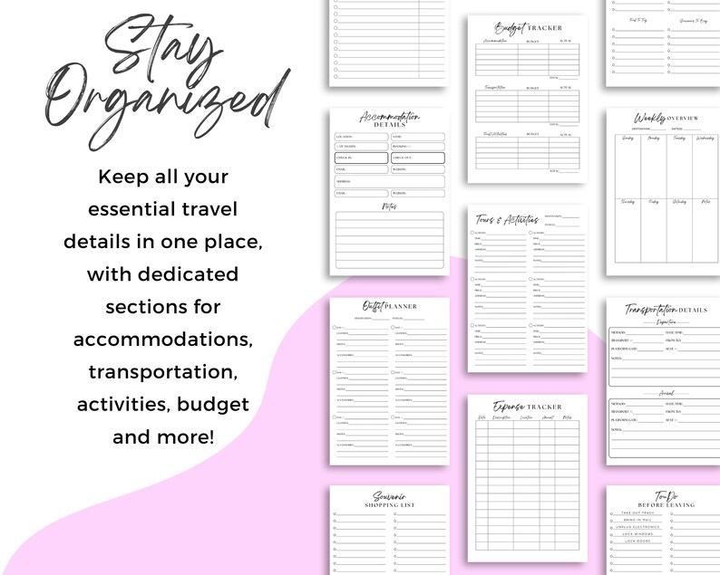 Travel Itinerary Planner Printable Minimalistic Travel Planner - Etsy