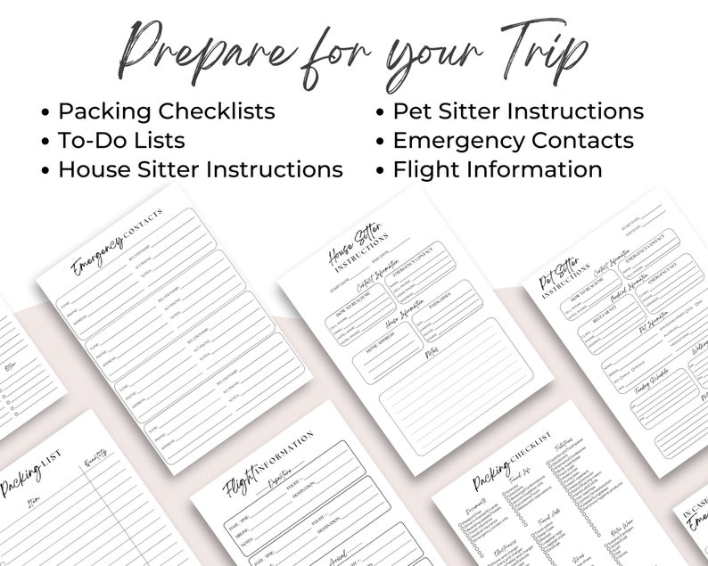 Travel Itinerary Planner Minimalistic Printable Travel Planner Etsy