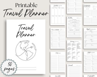 Travel Itinerary Planner Printable Minimalistic Travel Planner Printable Vacation Planner Printable Travel Budget Tracker Trip Packing List