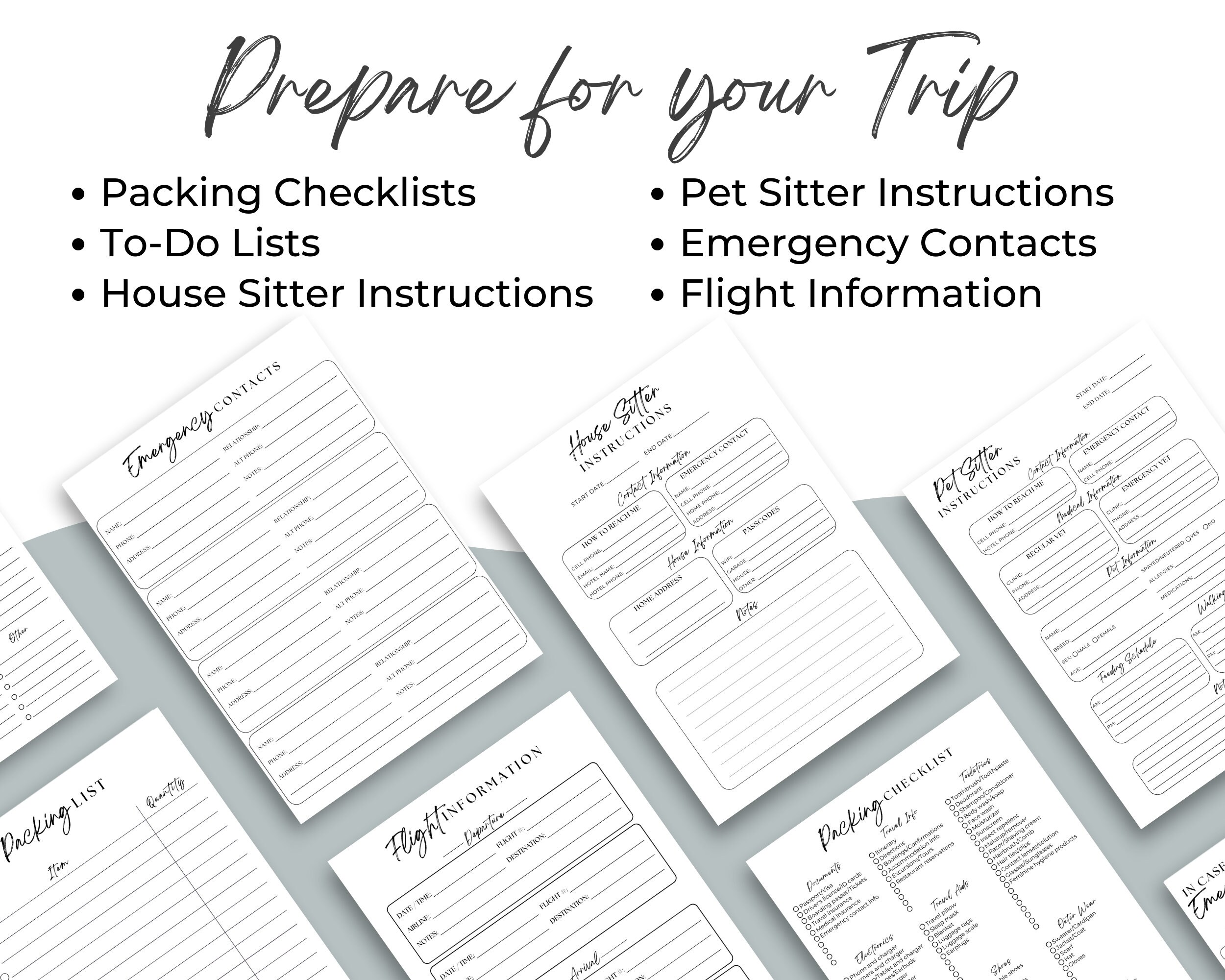 Travel Itinerary Planner Printable Minimalistic Travel Planner Etsy