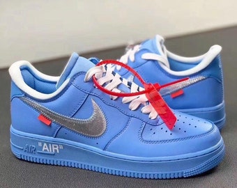 Off White x Air Force 1 Low Universitäts Blau, Damen und Herren Schuhe, Sneaker Geschenke, Unisex Schuhe