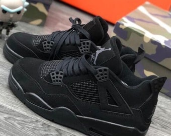 Air Jordan 4 “Black Cat” Black Light Graphite, Damen und Herren Schuhe, Sneaker Geschenke, Unisex Schuhe