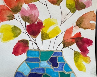 Original 5 × 5 inch Floral Painting — Unframed or Matted Miniature Artwork