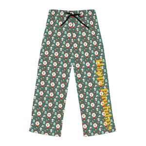 &quot;Damen &quot;&quot;Happy Pawlidays&quot;&quot; Pyjama-Hose - entspannte Passform, niedlicher Welpe und Pfotenabdruck, Größen XS-2XL, Lounge Hose, Geschenk für Hundeliebhaber.&quot;