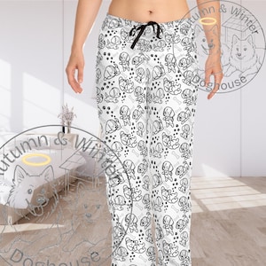Beagle Pyjama Hose: Kawaii Doodle Print Loungewear, Geschenk für Hundeliebhaber