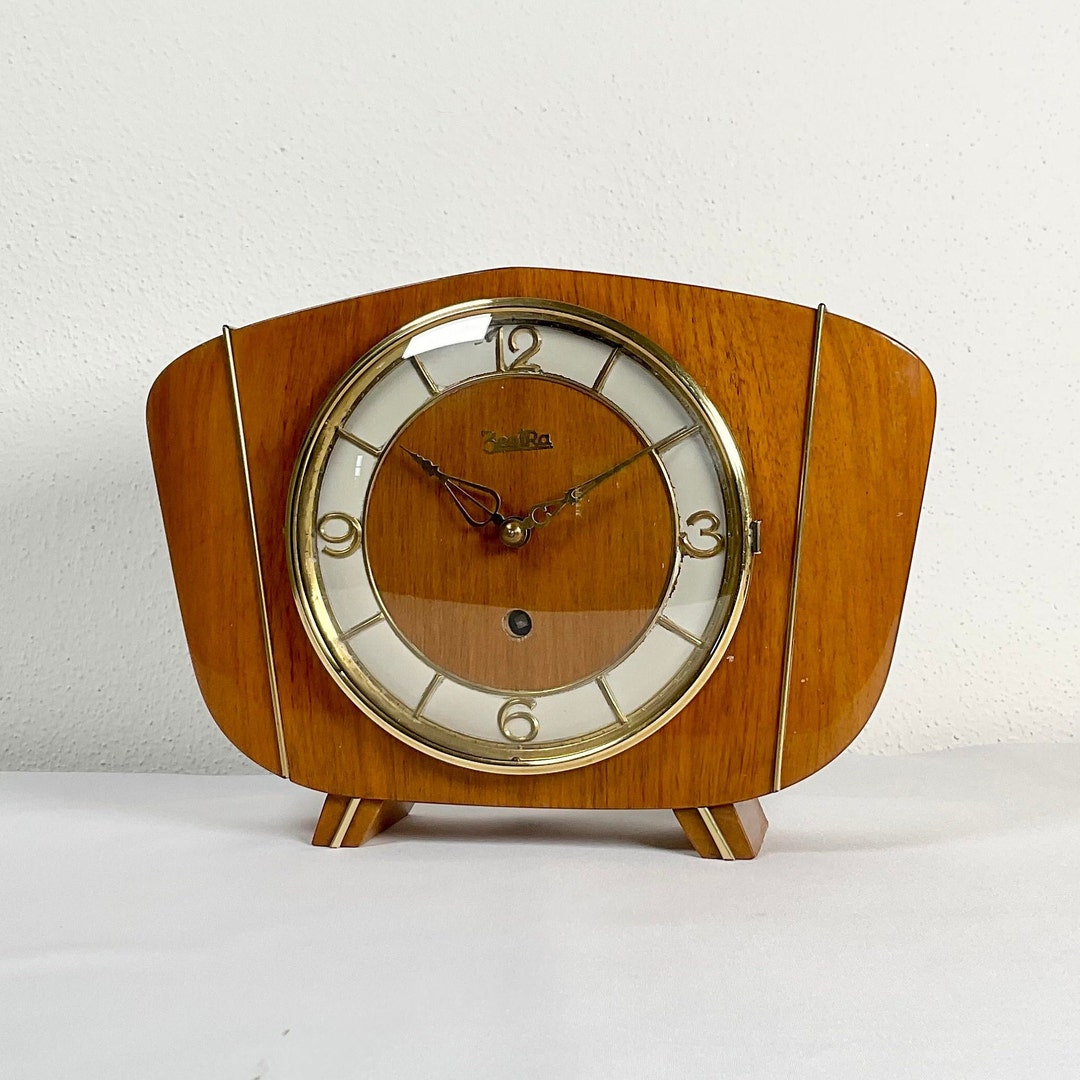 Mid Century Zentra Hettich Mantel Clock Table Clock 1960 Etsy