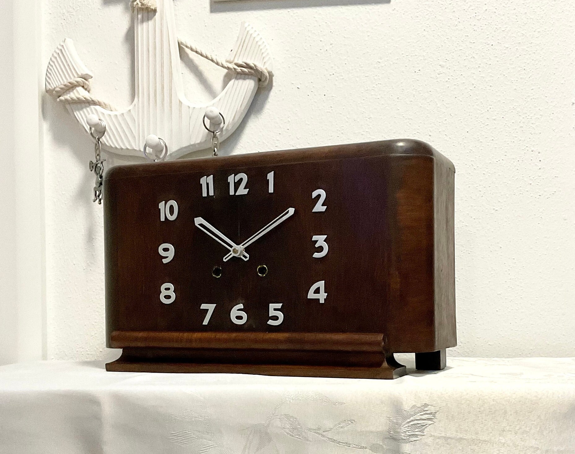 Art Deco Mechanical Chimney Clock With Chimes 1930 Working Etsy