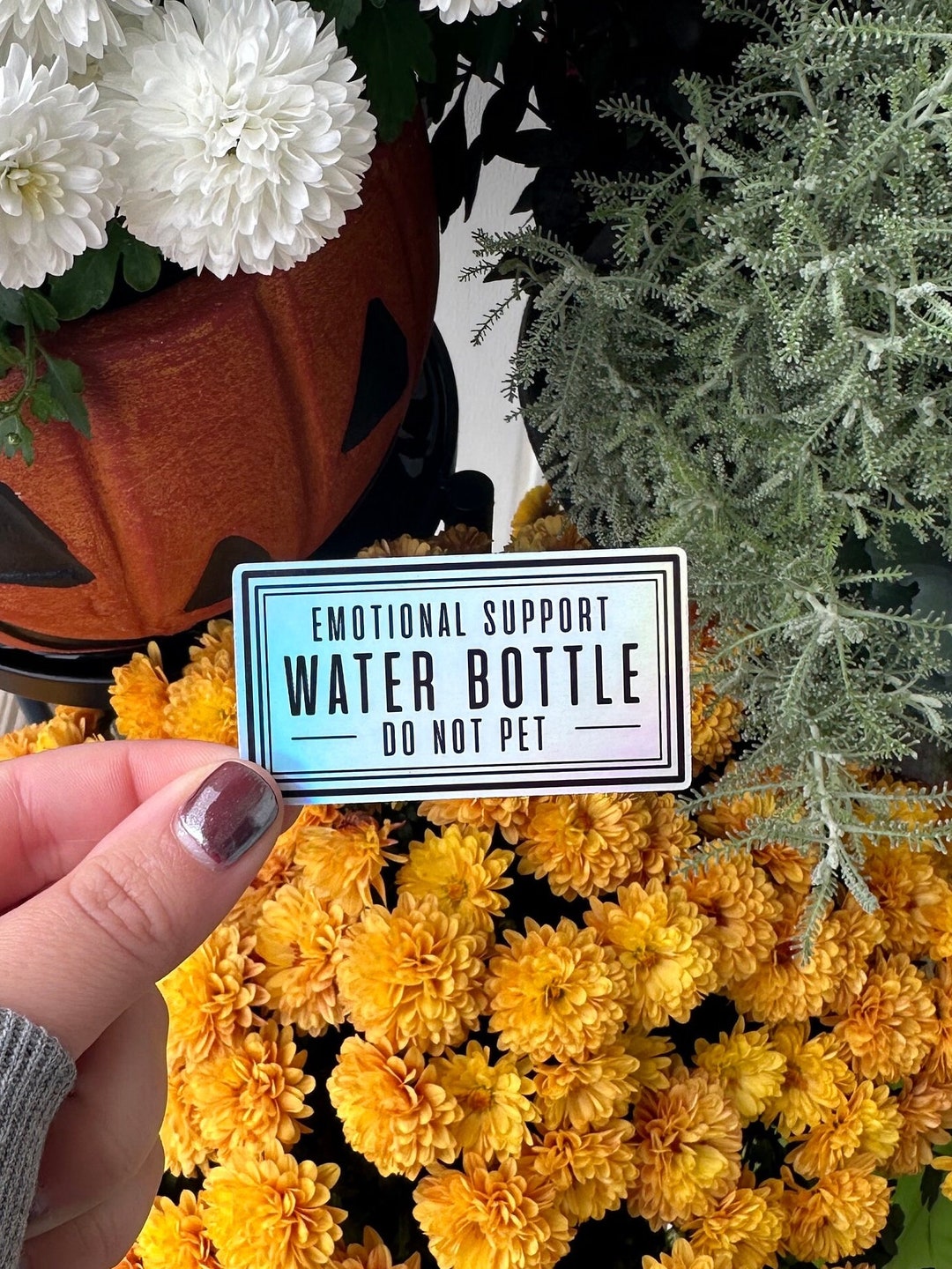 Emotional Support Water Bottle Do Not Pet Holographic Sticker - Funny ...