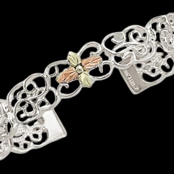 Landstrom's Black Hills Gold &Silver MRLBR3091C Ladies filigree cufflinks bracelet