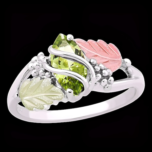 Landstrom's Black Hills Gold & Silver MRLO2874_308 Synthetic Marquise Peridot Ladies Ring