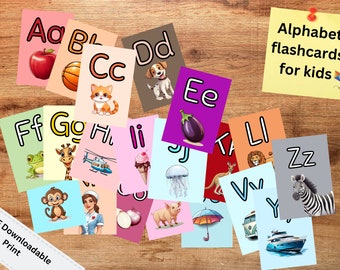 Flashcard con alfabeto divertenti ed educativi per bambini - Schede didattiche ABC