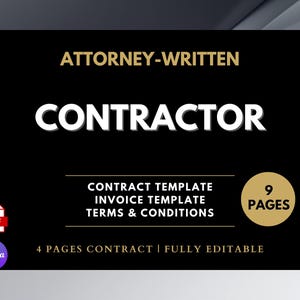 Independent Contractor Agreement, Printable Contract Template, Editable Business Contract, Independent Contractor Contract, Contract form