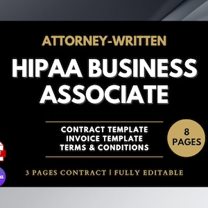 HIPPA Business Agreement Form, HIPPA Forms, Hippa Template, Contract Agreement Template, HIPAA Patient Authorization, Canva Editable