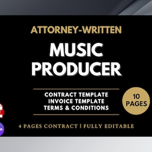 Musikproduzentenvertragsvorlage, bearbeitbare Musikvereinbarung, Musikproduktionsformular, professioneller Musikvertrag