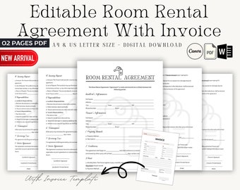 Editable Room Rental Agreement, Rent Room, Lease Agreement, Roommate Room Rental Agreement, Room Rental Contract,Tenant Room,Rental Contract