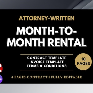 Editable Month To Month Rental Agreement, Residential Lease Agreement Template, Canva Template, Monthly Lease Template, Digital Downloads