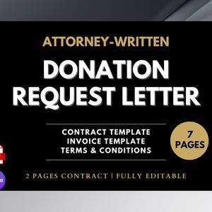 Plantilla de carta de solicitud de donación profesional. Google Docs/Microsoft Word, plantilla para organizaciones sin fines de lucro, carta de recaudación de fondos, plantilla de Canva.