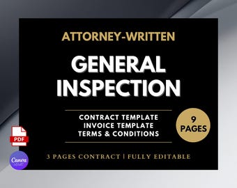 General Inspection Contract, Attorney-Written, 9 Pages (Canva Editable, PDF)