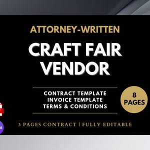 Craft Fair Vendor Agreement, Editable Vendor Contract Template, Event Agreement, Sales Contract, Popup Vendor, Sales Contract