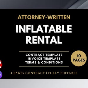 Inflatable Rental Agreement Template, DIY Editable, Inflatable Rent Contract, Playful Event Forms, Outdoor Rental, CANVA-MS Word