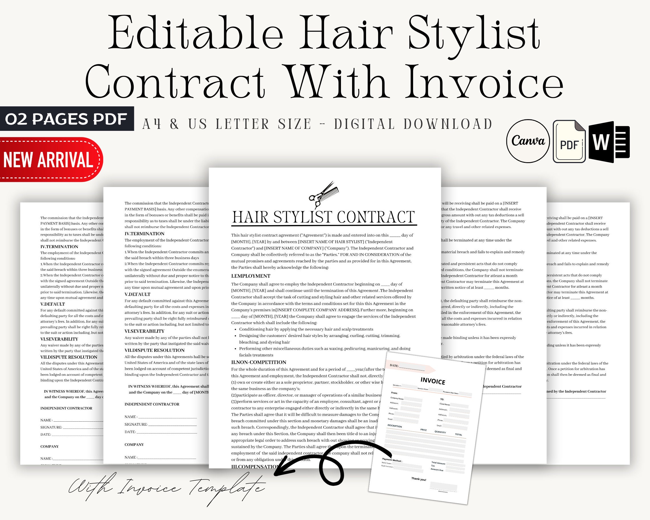 Bridal Hair Stylist Contract Template, Editable CANVA Bridal ...