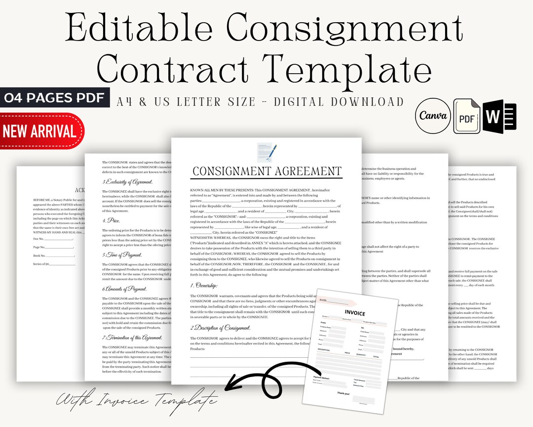 Professional consignment contract template consignment termsn