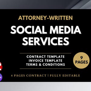 Professional Freelance Social Media Manager Contract Template,Social Media Management Contract Template, Social Media non disclosure, CANVA