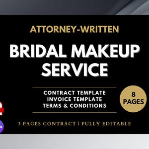 Bridal Hair & Makeup Artist Contract, Attorney-Written, 8 Pages (Canva Editable, PDF)
