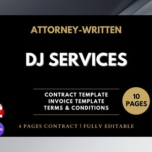 DJ-Service-Vereinbarung, bearbeitbarer rechtsverbindlicher schriftlicher Download, bearbeitbare Vertragsvorlage für freiberufliche DJs, Veranstaltungsplanung, Musikleistung