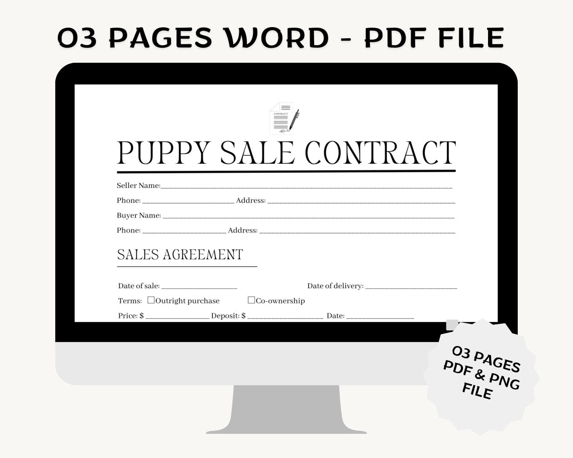 Editable Puppy Sales Contract Pritable, Puppy Deposit Contract, Puppy Editable Puppy Sales Contract Pritable, Puppy Deposit Contract, Puppy