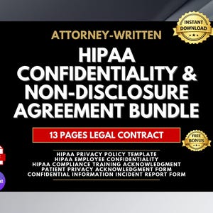 HIPAA Confidentiality Non Disclosure Agreement Attorney-Written for Healthcare Employees Independent Contractors of Medical Practice