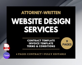 Website Design Contract, Attorney-Written, 9 Pages (Canva Editable, PDF)