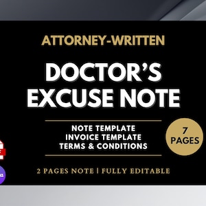 Editable Doctor's Excuse Note Template, Canva & Word