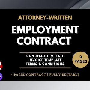 Editable Employment Contract Agreement Template, Employment Job Service Contract, HR Employer Employee Form Template, Canva Template