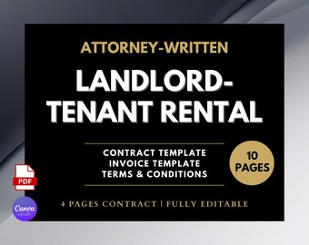 Modello di contratto tra locatore e inquilino, redatto da un avvocato, 9 pagine (Canva modificabile, PDF)