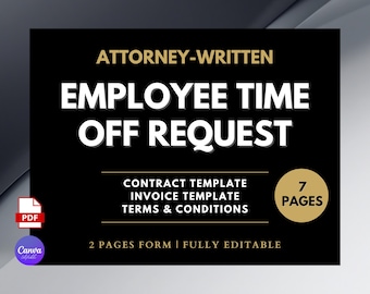 Employee Time-Off Request Template, Editable Canva/Word Doc