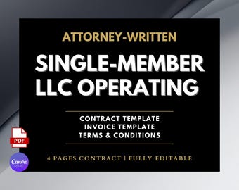 Attorney-Written Single Member LLC Operating Agreement Template (Canva Editable, Instant Download)