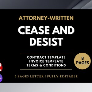 Cease and Desist Template, Cease and Desist Letter, Attorney-Written Editable Instant Download, Digital Downloads