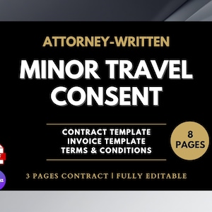 Editable Minor Travel Consent Form, Child Travel Authorization Form, Legal Template, Canva Editable, Child Travel Permission Form