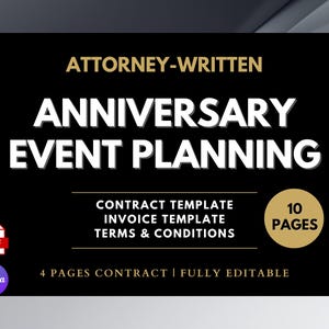 Anniversary Event Planning Contract, Attorney-Written Editable Contract, Event Planner Agreement, Wedding Planner Contract