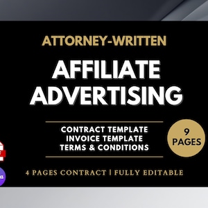 Affiliate Marketing Agreement Template, Attorney-Written Instant Download, Editable Affiliate Marketing Contract Form, Affiliate Contract