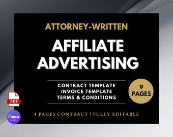 Attorney-Written Affiliate Marketing Agreement Template (Canva Editable, Instant Download)