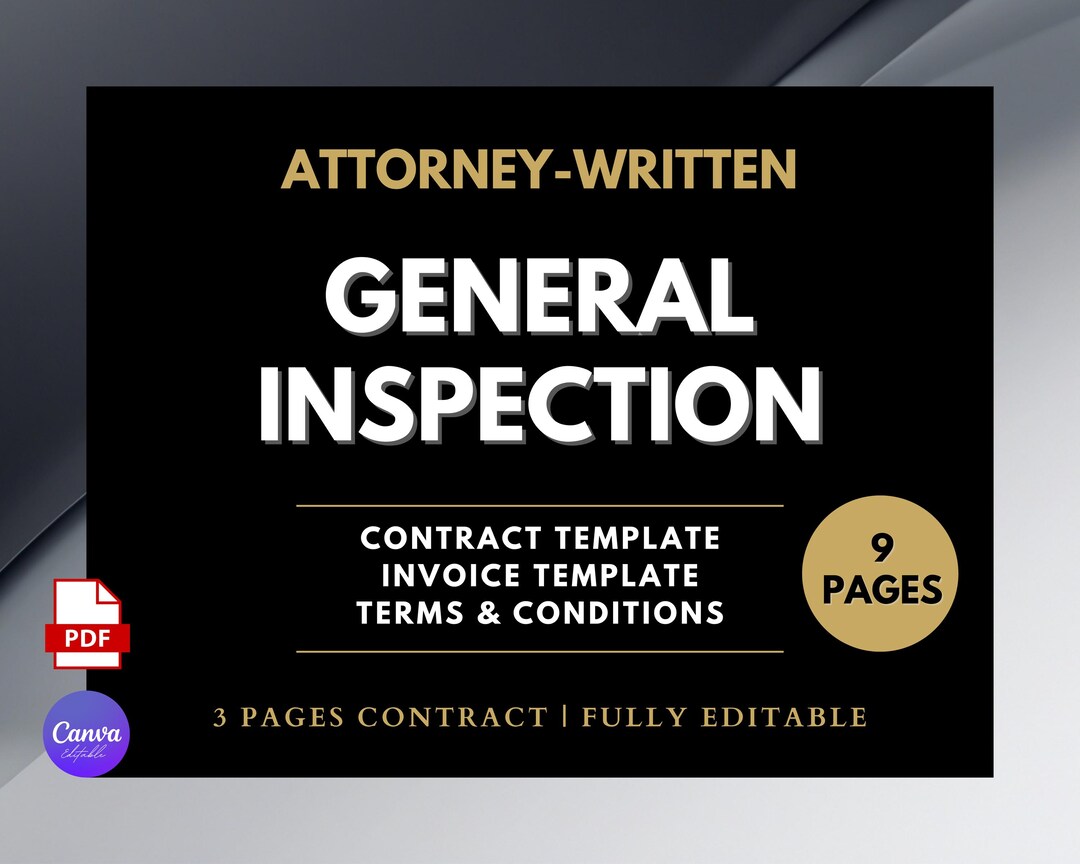 General Inspection Contract, Attorney-written, 9 Pages (canva Editable ...