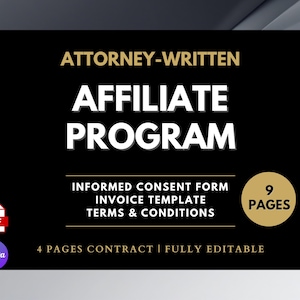Affiliate Program Agreement Template, Attorney-Written Instant Download, Editable Affiliate Marketing Contract Form, Affiliate Contract