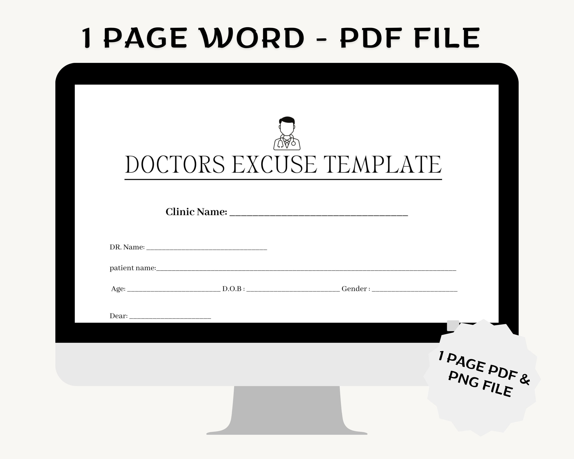 Editable Doctor Excuse Note, Fake Doctors Note, School Excuse Note, Medical Excuse Drs Note