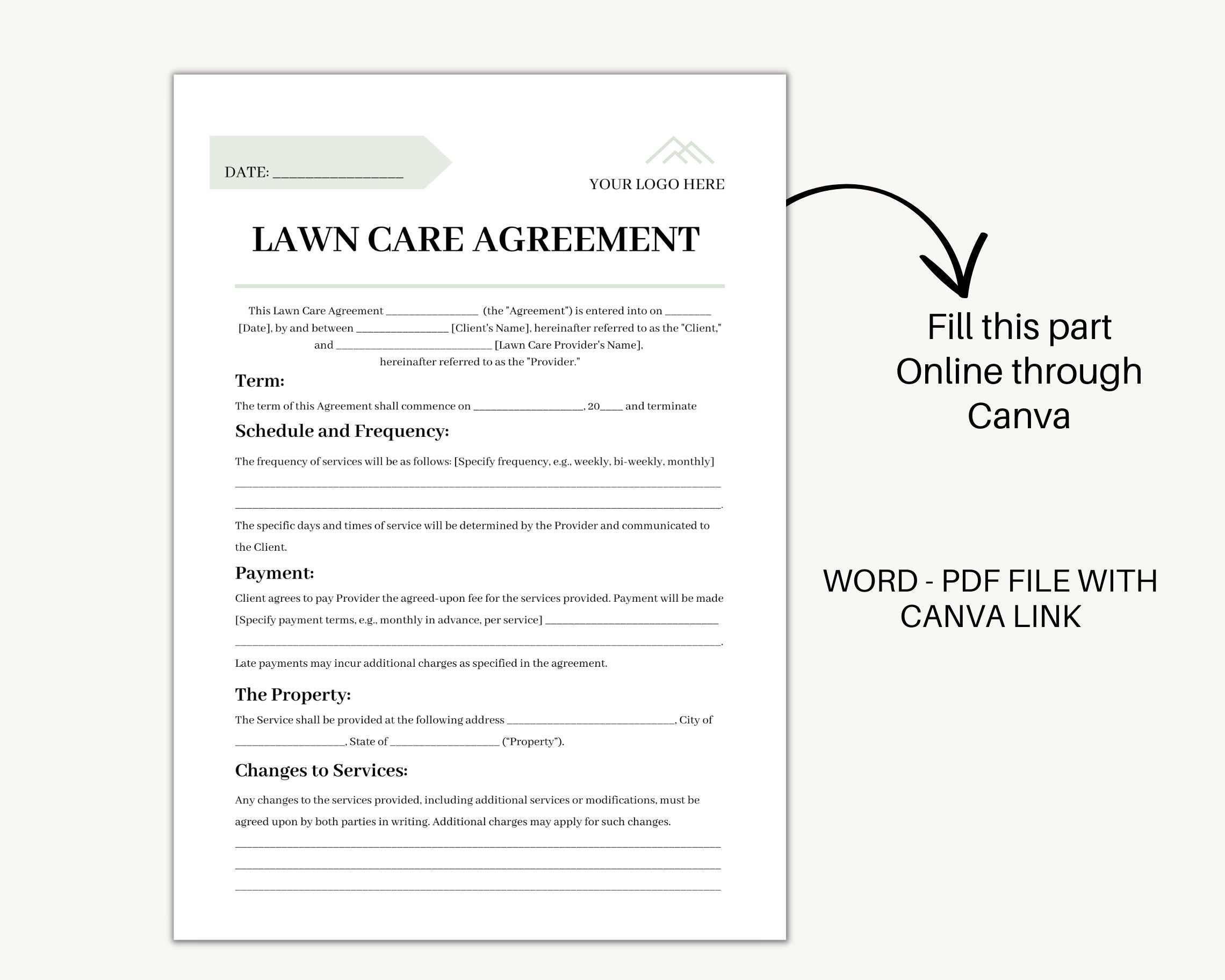 Editable Lawn Care Service Contract Lawn Care Service Agreement Editable Lawn Care Service Contract Lawn Care Service Agreement